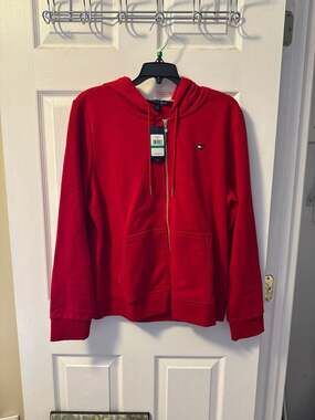 Tommy Hilfiger Men's Full Zip Hoodie, Red, L